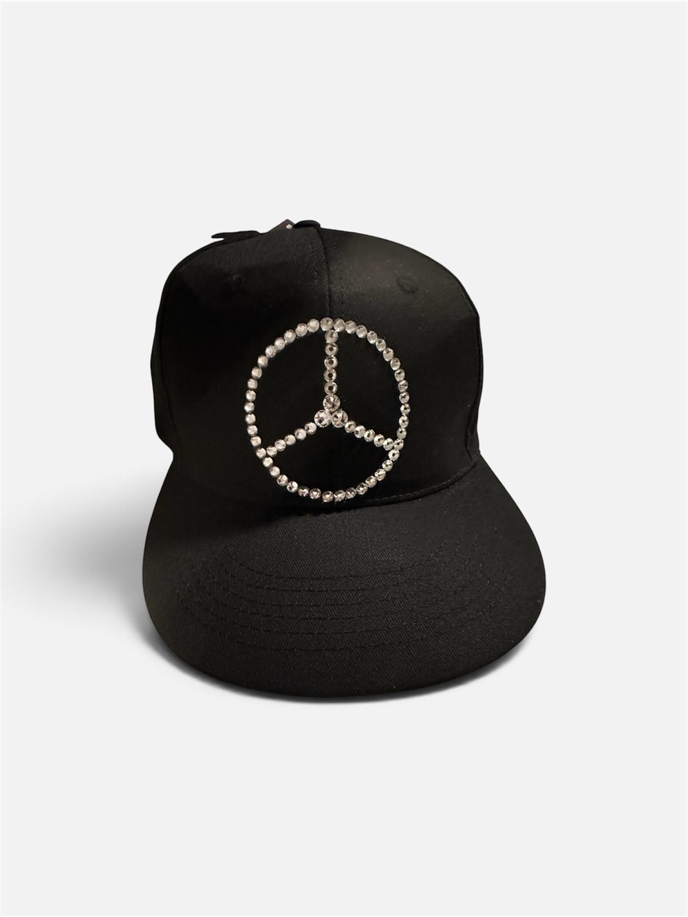 Black Rhinestone Mercedes-Benz rhinestone logo Hat - Women Accessories